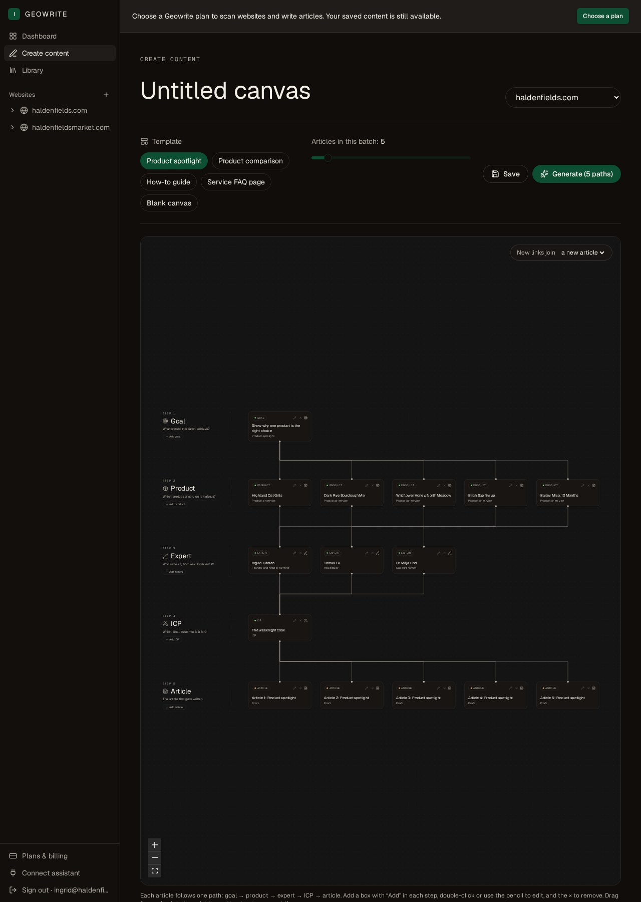 Geowrite product screen